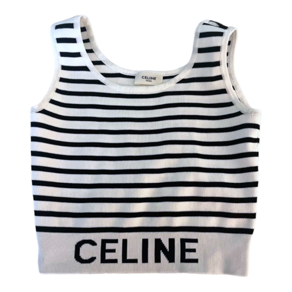 Celine Tops - Authentic Celine Racerback Classic Striped Crop Top NWOT
